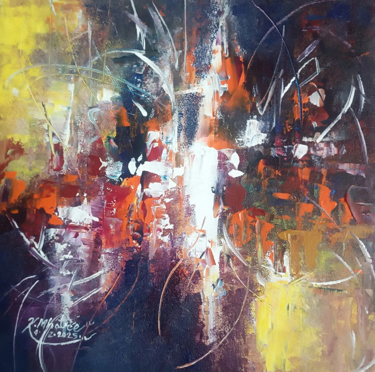 Abstract 58 (ART-1230-112289) - Handpainted Art Painting - 12in X 12in