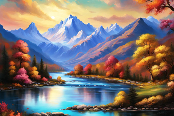 Scenery Feel Royal ''Great Landscape Scenery'' (PRT-16969-112316) - Canvas Art Print - 30in X 20in