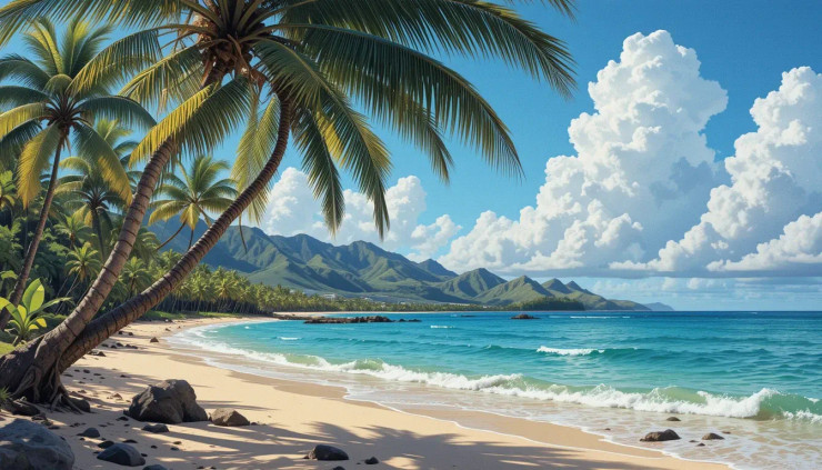 Beach Coconut 2 (PRT-8991-112360) - Canvas Art Print - 60in X 34in