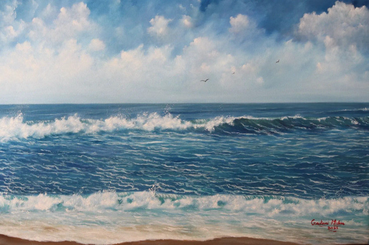 Sea (ART-976-112327) - Handpainted Art Painting - 36in X 24in