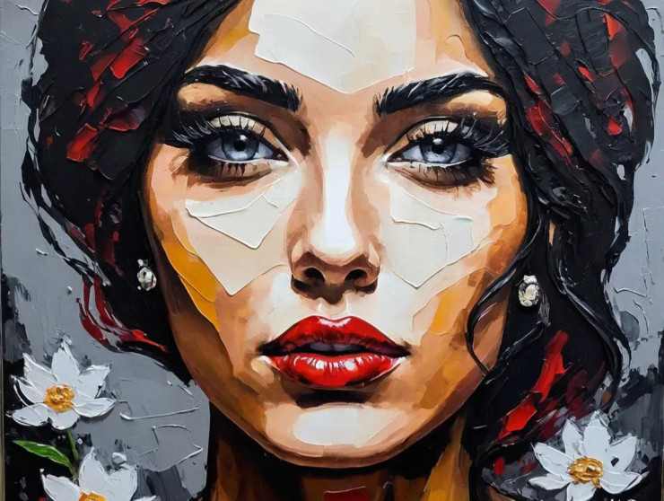 Abstract Figure Painting (ART-3319-112320) - Handpainted Art Painting - 40in X 30in