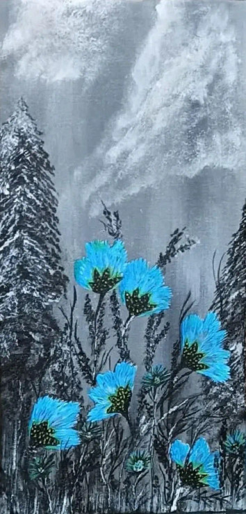 Floral (ART-8743-112341) - Handpainted Art Painting - 10in X 20in