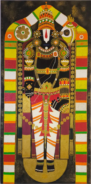 Tirupati (ART-8743-112339) - Handpainted Art Painting - 24in X 48in