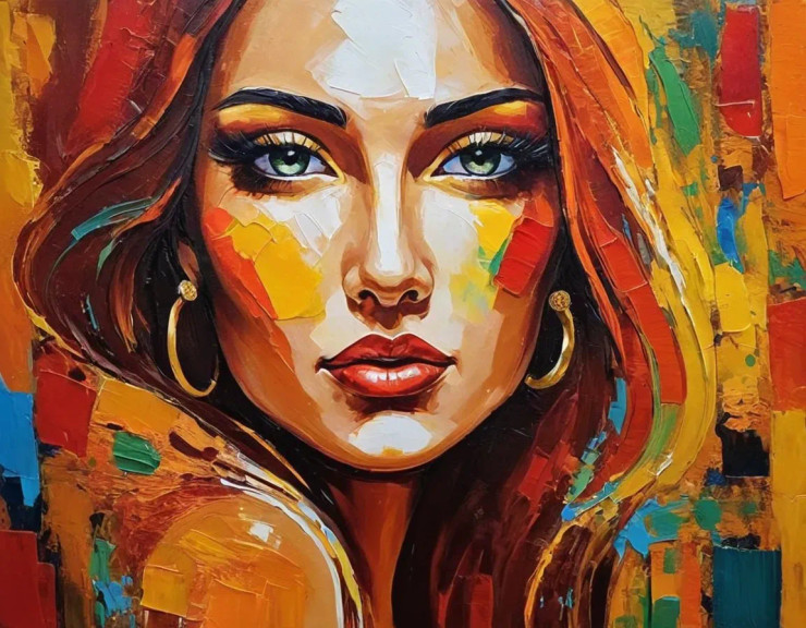 Abstract Figure Painting (ART-3319-112323) - Handpainted Art Painting - 40in X 30in