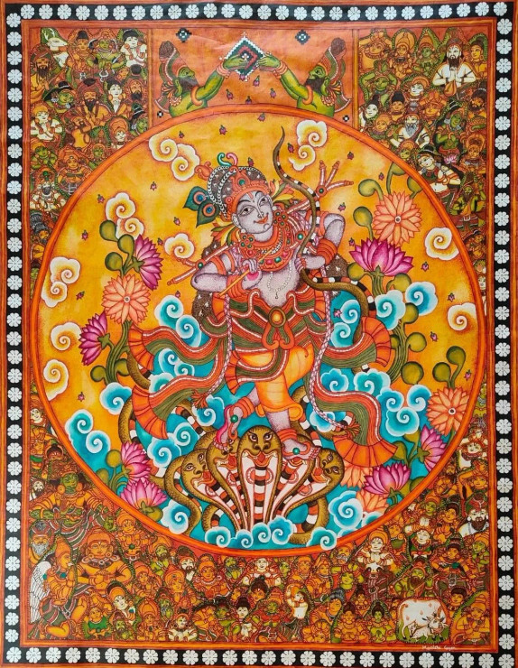 Kaaliya Mardanam (ART-16453-112375) - Handpainted Art Painting - 54in X 66in
