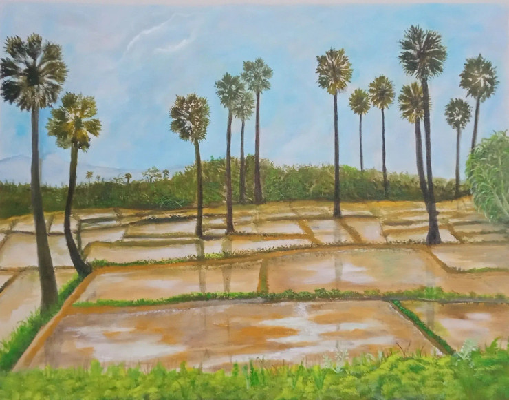 Landscap Painting (ART-16809-112501) - Handpainted Art Painting - 22in X 17in