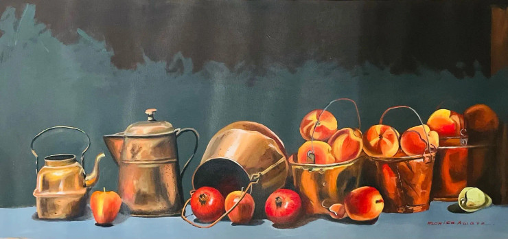 Group Of Apples (ART-7153-112564) - Handpainted Art Painting - 36in X 16in