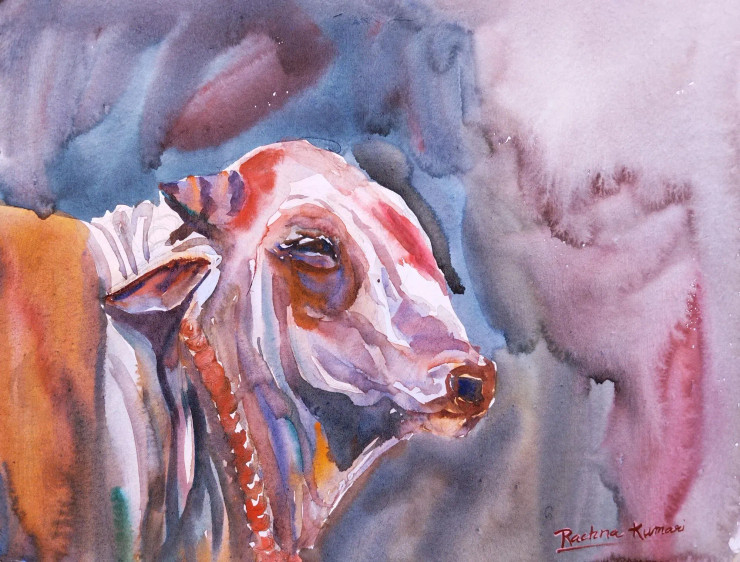 Divine Guardian (ART-7389-112646) - Handpainted Art Painting - 13in X 10in