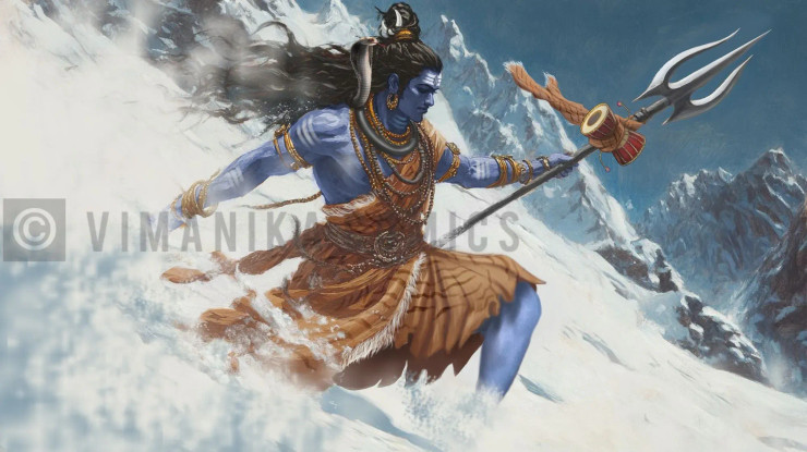 Rudra Roopam Digital Painting (PRT-6845-112632) - Canvas Art Print - 42in X 24in