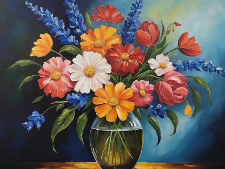 Flowers Painting (ART-3319-112724) - Handpainted Art Painting - 36in X 24in