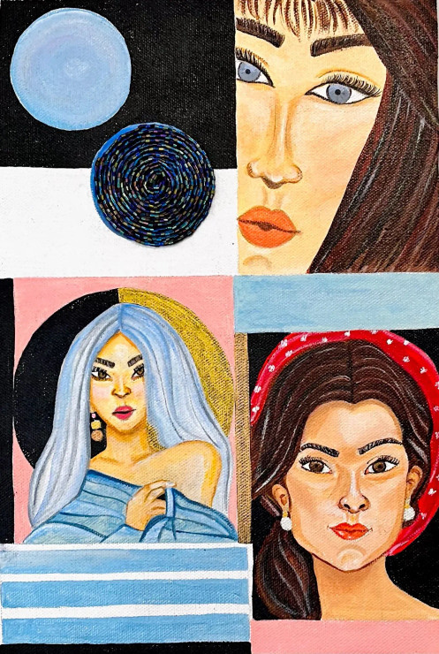 She Is Power (ART-17114-112953) - Handpainted Art Painting - 8in X 12in