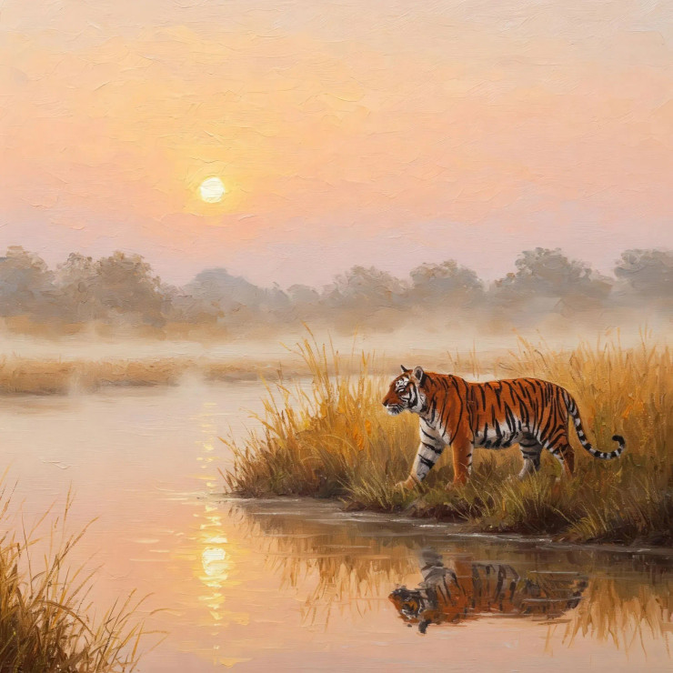 Eternal Monarch Of The Jungle (PRT-15697-112978) - Canvas Art Print - 60in X 60in