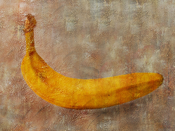 The banana painting, new age painting, texture painting, yellow, brown painting