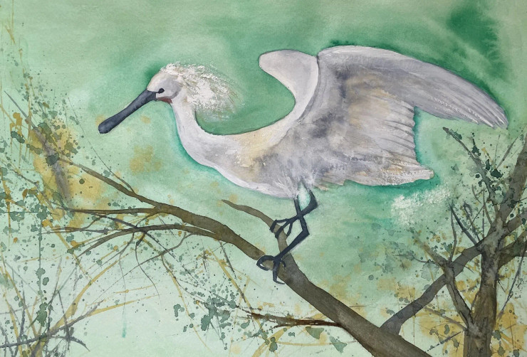Bird 16 (ART-8841-113150) - Handpainted Art Painting - 11in X 8in