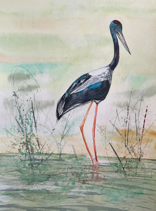 Bird 14 (ART-8841-113142) - Handpainted Art Painting - 8in X 11in