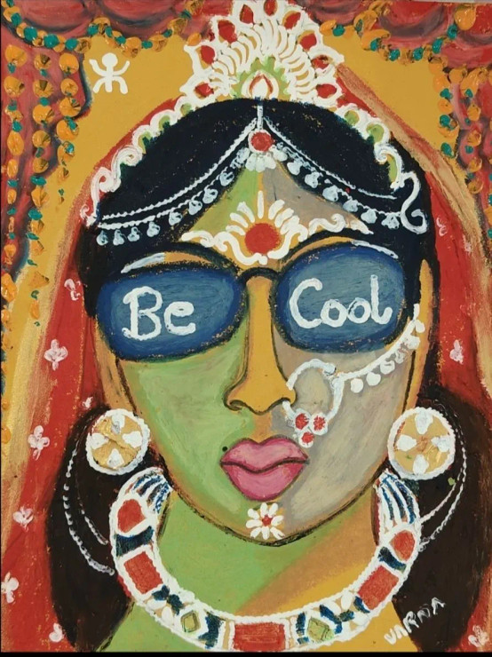 Bengali Bride ( Blue Glasses) (PRT-8079-113278) - Canvas Art Print - 13in X 18in