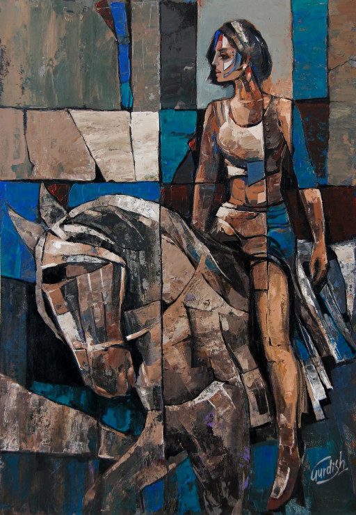 The Urban Tribal Girl (ART-2571-113313) - Handpainted Art Painting - 18in X 26in