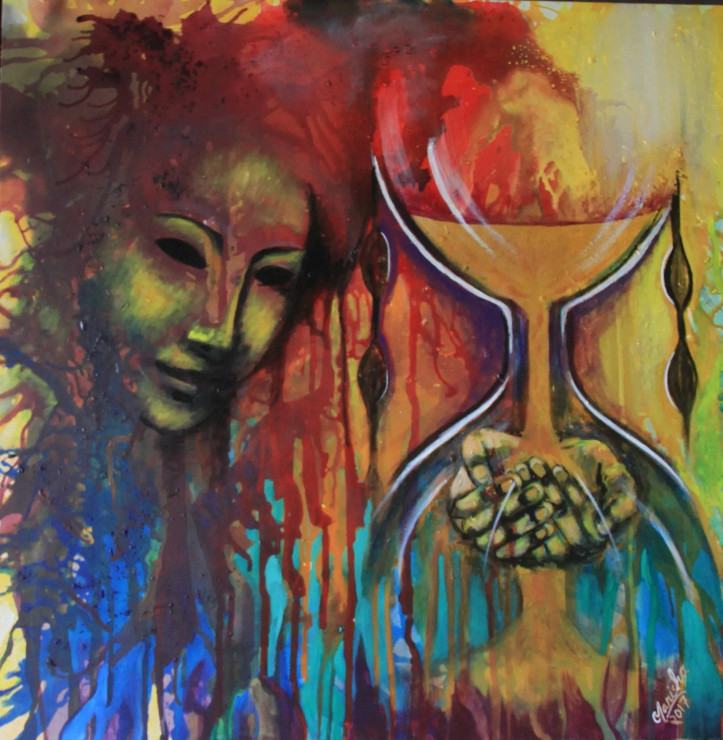 Le Temp (ART-16388-113283) - Handpainted Art Painting - 31in X 31in