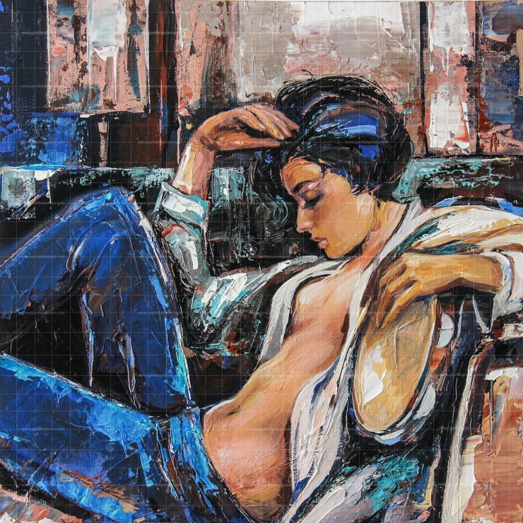 The Rebooting Mood (ART-2571-113310) - Handpainted Art Painting - 18in X 18in