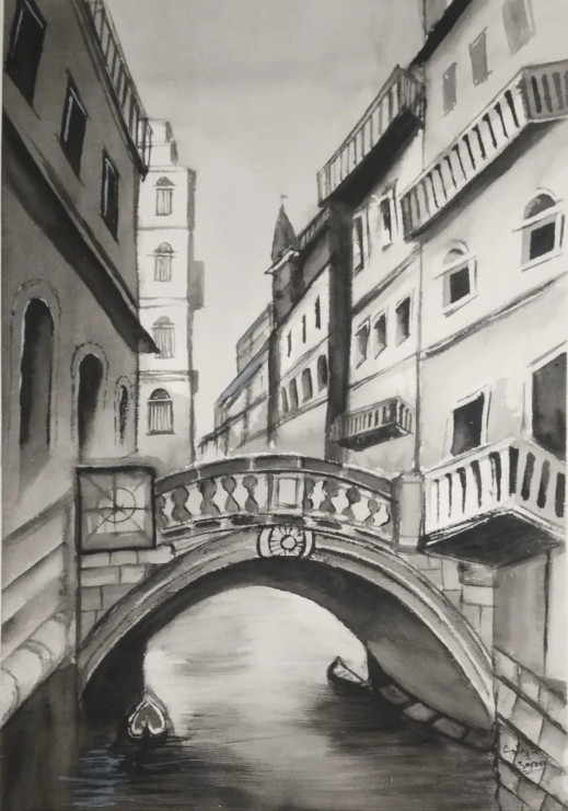 Venice City Painting (ART-16757-113321) - Handpainted Art Painting - 11in X 15in
