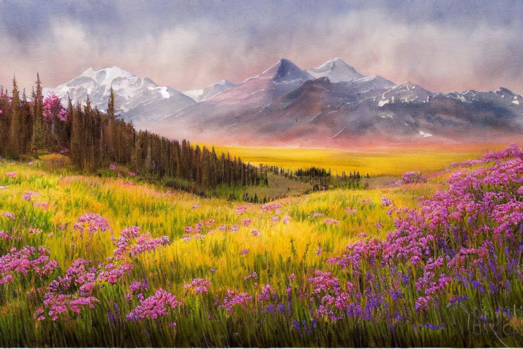 Beautiful Scenery With Mountain (PRT_15889) - Canvas Art Print - 45in X 30in