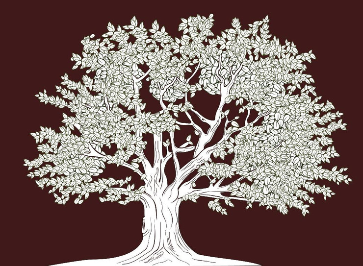 Tree Of Life On Maroon Background (PRT_15891) - Canvas Art Print - 18in X 13in