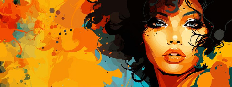 Modern Abstract Lady Artwork 4  (PRT_15899) - Canvas Art Print - 56in X 21in