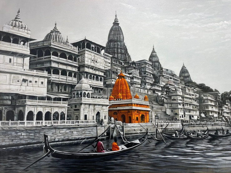 Ghat Paintings (ART-3319-113378) - Handpainted Art Painting - 36in X 24in