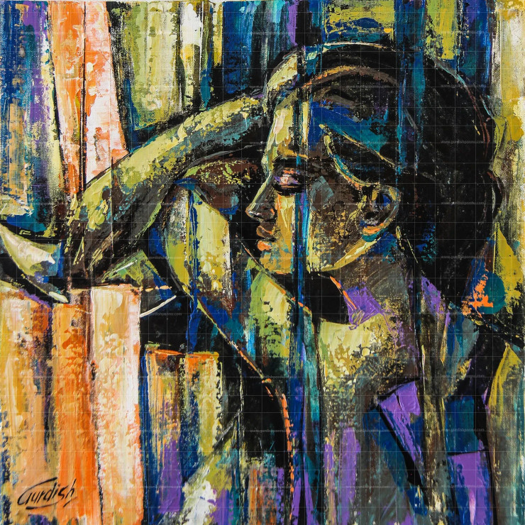 Layers Of Love (ART-2571-113470) - Handpainted Art Painting - 18in X 18in