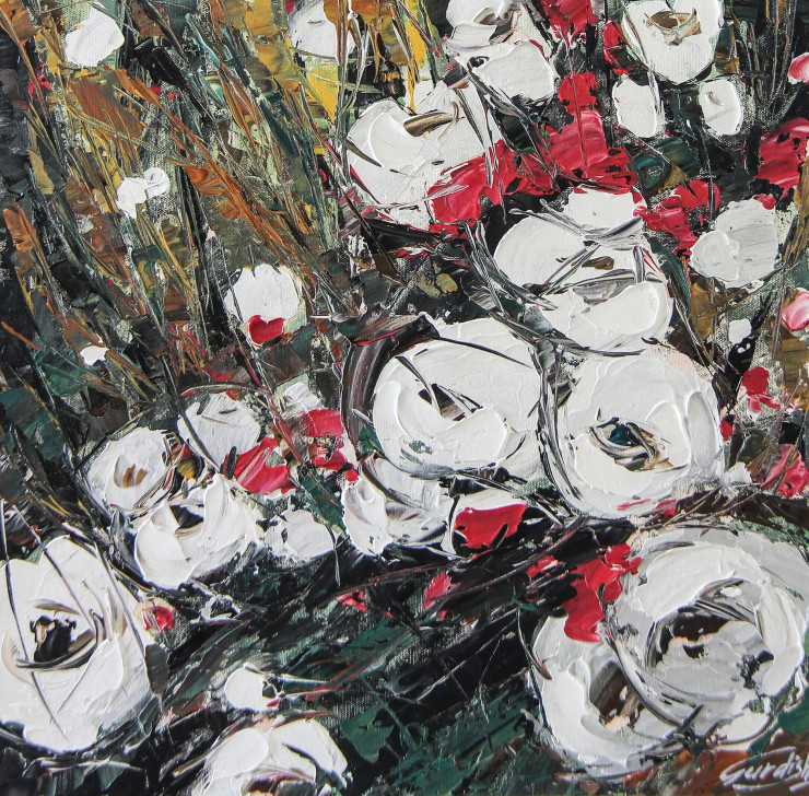 Flower Valley (ART-2571-113481) - Handpainted Art Painting - 18in X 18in