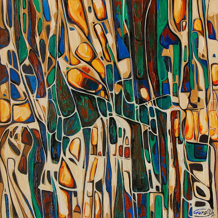 Modern Nature Art (ART-2571-113478) - Handpainted Art Painting - 18in X 18in