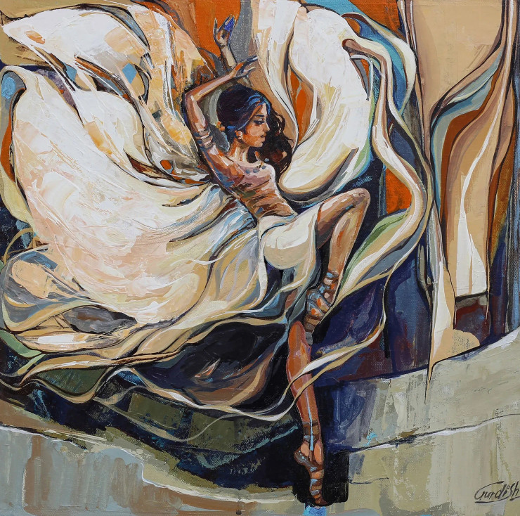 Dance Paintings-The Freedom (ART-2571-113469) - Handpainted Art Painting - 18in X 18in