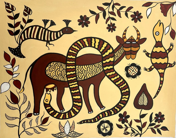 Animal (ART-16885-113406) - Handpainted Art Painting - 20in X 16in