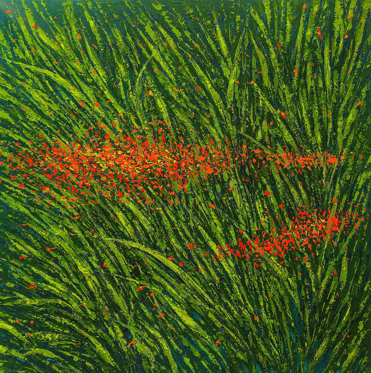 Nature Painting - Dancing To The Winds (ART-2571-113536) - Handpainted Art Painting - 18in X 18in