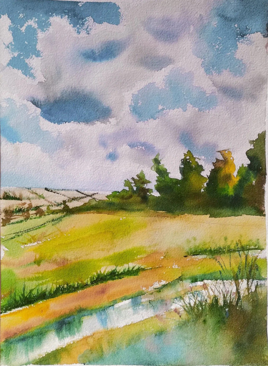 Nature Painting (ART-16757-113557) - Handpainted Art Painting - 8in X 11in