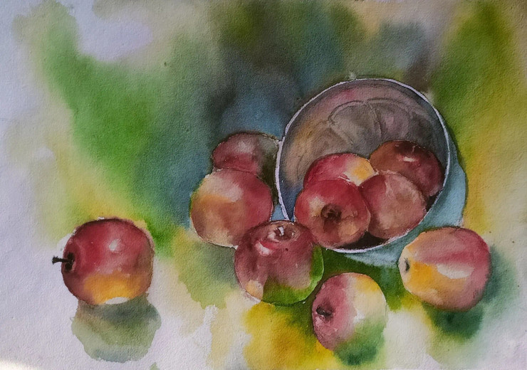 Still Life (ART-16757-113550) - Handpainted Art Painting - 15in X 11in