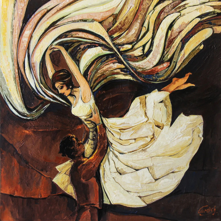 Flying High- The Desires Of Love (ART-2571-113489) - Handpainted Art Painting - 18in X 18in