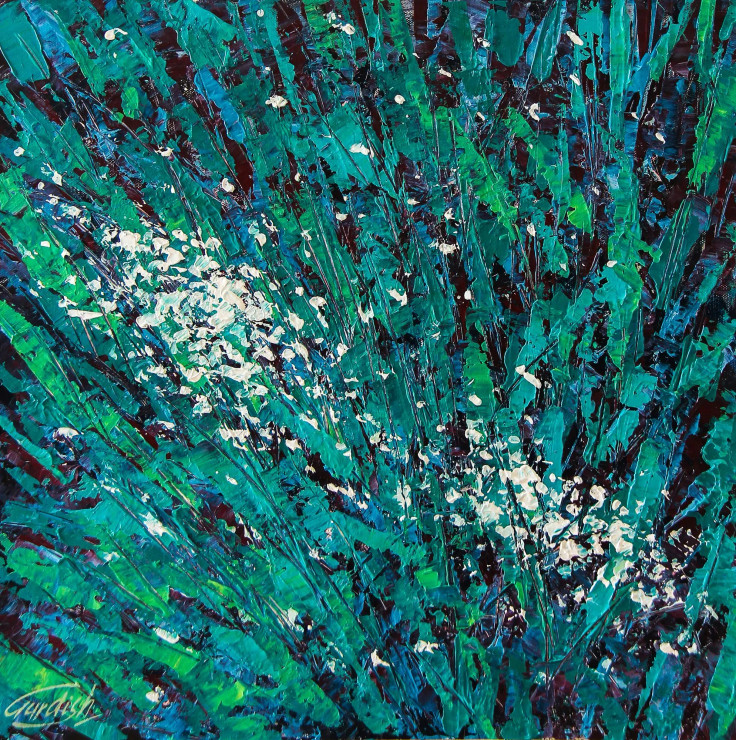 Blooming Flowers (ART-2571-113538) - Handpainted Art Painting - 18in X 18in
