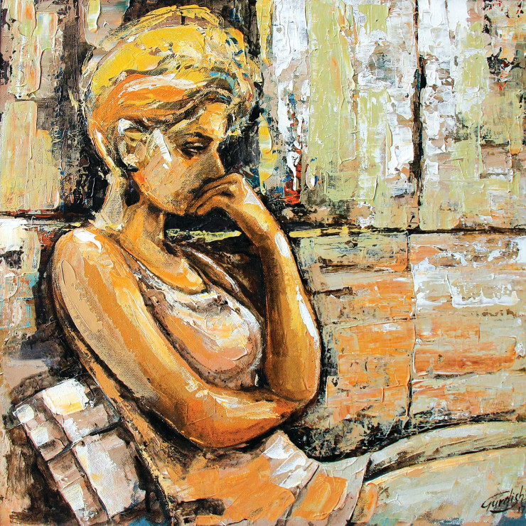 The Pain Of Someone (ART-2571-113528) - Handpainted Art Painting - 18in X 18in