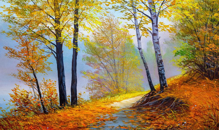 Beautiful Walkway Through A Forest In Spring Time (PRT_15921) - Canvas Art Print - 51in X 30in