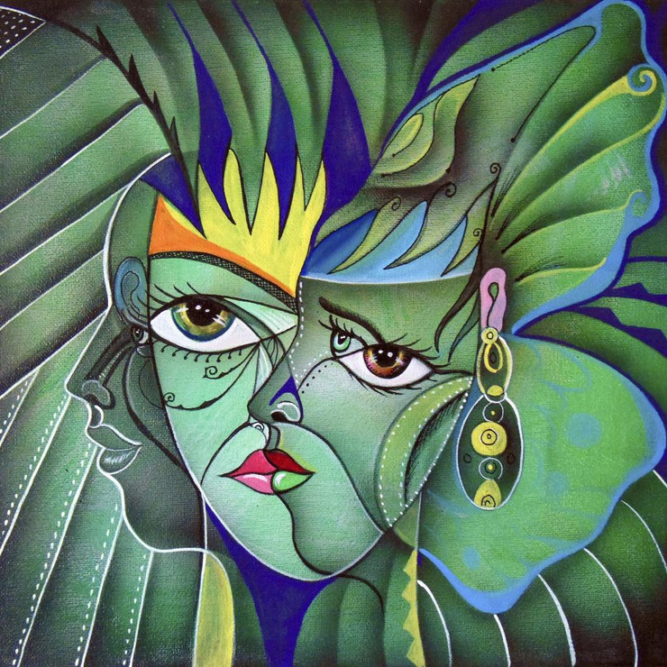 Abstract Faces (PRT_15943) - Canvas Art Print - 27in X 27in