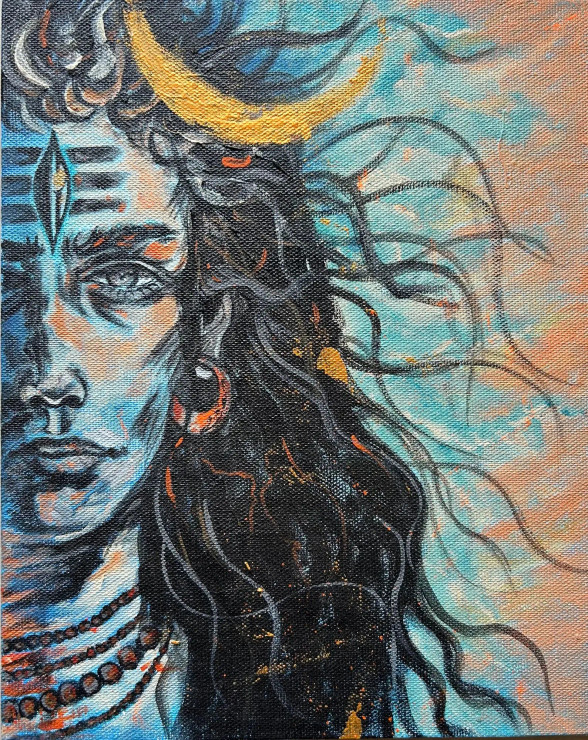 Mahadev (ART-3134-113716) - Handpainted Art Painting - 8in X 10in