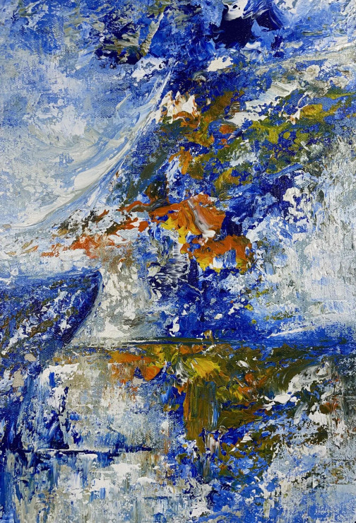 Mountain Whispers, Handmade Painting (ART-17270-113691) - Handpainted Art Painting - 36in X 60in