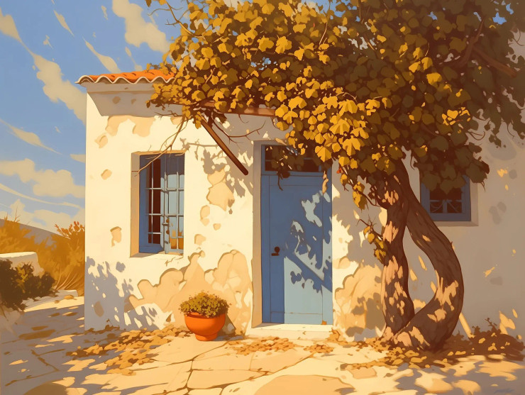 House (PRT-8645-113731) - Canvas Art Print - 18in X 14in