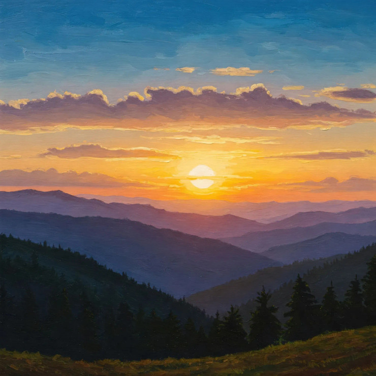 Horizon Fire Mountain Haze (PRT-15697-113764) - Canvas Art Print - 36in X 36in