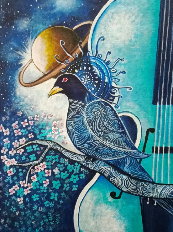 Pa, Panchamam, The Fifth Swara (ART-6775-113792) - Handpainted Art Painting - 18in X 25in