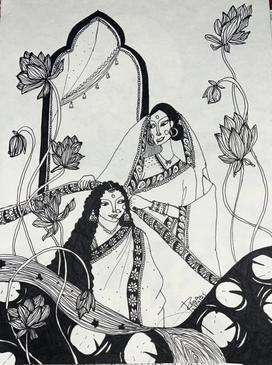 “Shringar” Like This (ART-17230-113804) - Handpainted Art Painting - 8in X 11in