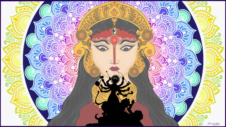 MAA DURGA (PRT-17286-113874) - Canvas Art Print - 24in X 14in