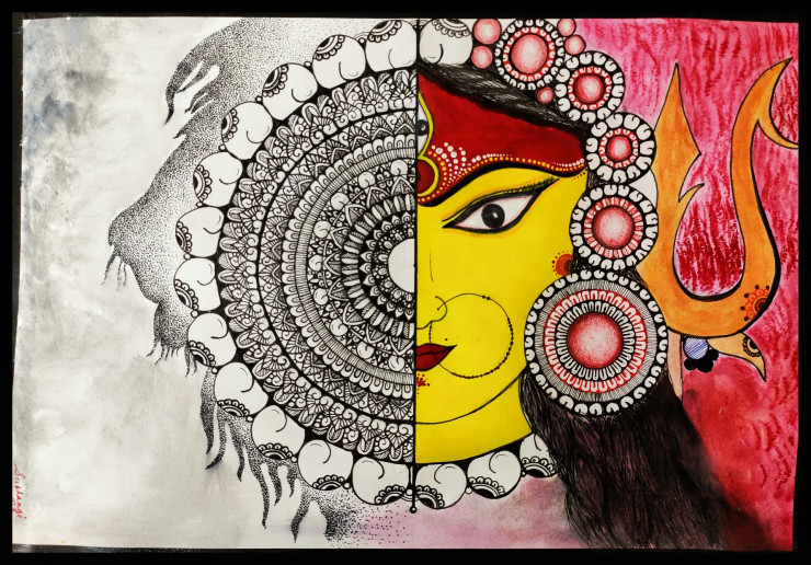 Maa Durga (PRT-17286-113876) - Canvas Art Print - 18in X 13in