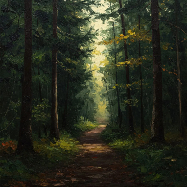 The Golden Path (PRT-15697-113945) - Canvas Art Print - 36in X 36in